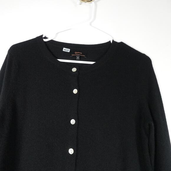 EUC Quince Mongolian Cashmere Button Up Cardigan Sweater Black Small 4637 - Picture 7 of 9